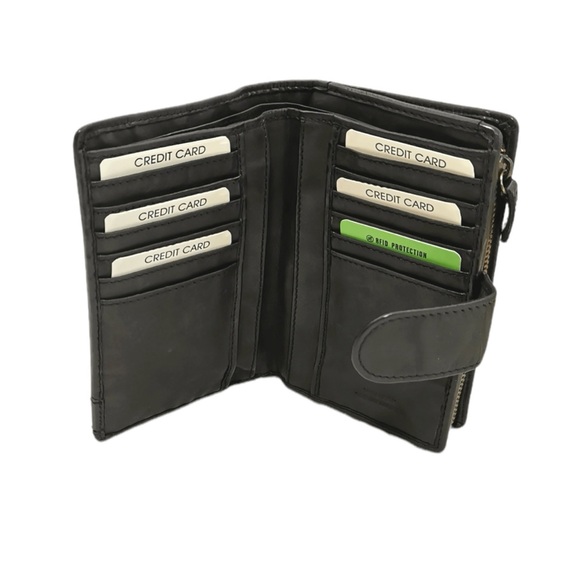 Gianni Conti 🇮🇹 Genuine Leather Wallet - Black - Picture 3 of 5